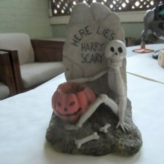 Vintage Halloween Candle Holder Skeleton,  Tombstone,  Jol