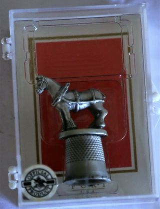 Vintage Pewter Thimble Clydesdale Horse By Fort In Package