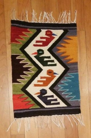 Vintage Native American Geometric Tribal Wool Weaving 20 X 12