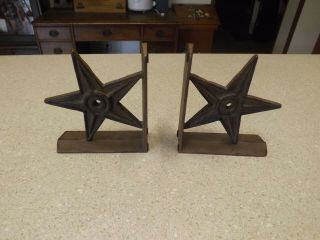 Pair Lone Star Bookends Cast Iron Metal Rustic Western Decor Heavy Items