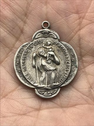 Vintage Sterling Silver Creed Religious Pendant,  I Am A Catholic. ,  Nr