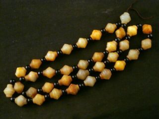26 Inches Chinese Old Jade Hand Carved Beads Necklace