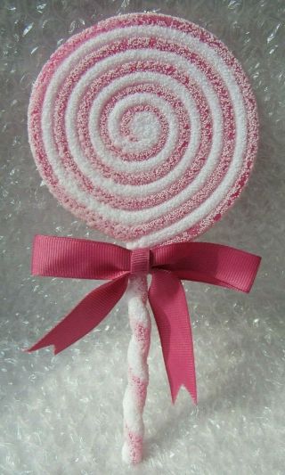 Christmas Tree Ornament Pink Candy Land Lolly Pops Sugar Coated Large 7 "