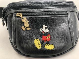 Mickey Mouse Walt Disney World Vintage Black Leather Fanny Pack