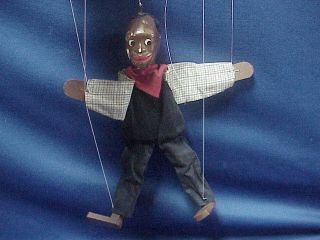 Folk Art Vintage Black Slave Or Farmer Marionette Puppet Hand Made