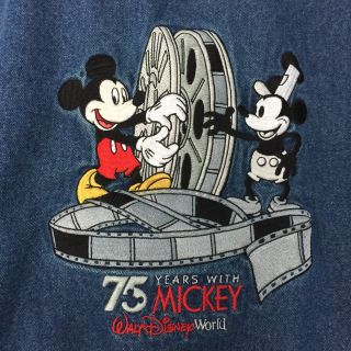 Walt Disney World 75 Years With Mickey Jean Denim Jacket Size Large