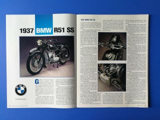 1937 Bmw R51 Ss Motorcycle - 6 Page Article & Poster