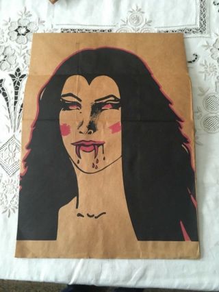 Vintage Topstone Brown Paper Bag Halloween Mask Lady Vampire Folded