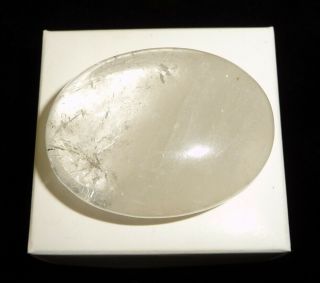 Dino: Quartz Crystal Tumbled Chakra Palm Stone,  Brazil 38 G.  - Hand Carved