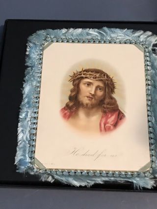 Victorian Christmas Card Larger Raphael Tuck Fringed Double Sided Easter/jesus