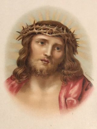 VICTORIAN CHRISTMAS CARD Larger Raphael Tuck Fringed Double Sided Easter/Jesus 3
