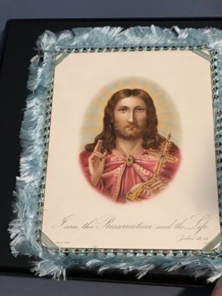 VICTORIAN CHRISTMAS CARD Larger Raphael Tuck Fringed Double Sided Easter/Jesus 4