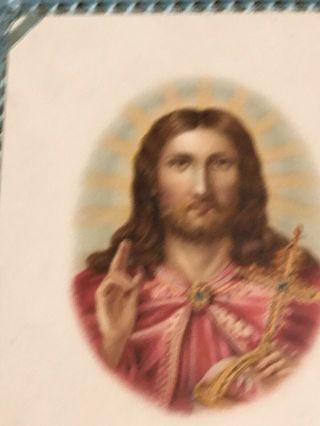 VICTORIAN CHRISTMAS CARD Larger Raphael Tuck Fringed Double Sided Easter/Jesus 5