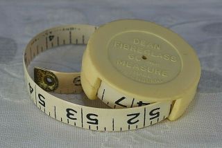 Vintage Dean Retractable Tape Measure Encased Sewing 60 Inches Wind - Up