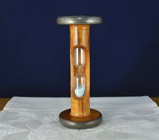 Old Bobbin Sand Hour Glass Wood Egg Timer Victorian Antique Vintage Wooden Spool