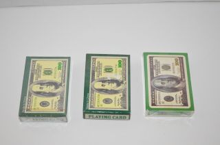 3 Decks Of 100 Dollar Bill Playing Cards