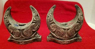 Set Of Crescent Moon Pentacle Candle Holders Wicca/ Pagan/ Occult / Spiritual