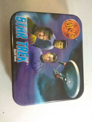 1999 Star Trek Uno Game Special Edition In Tin Complete