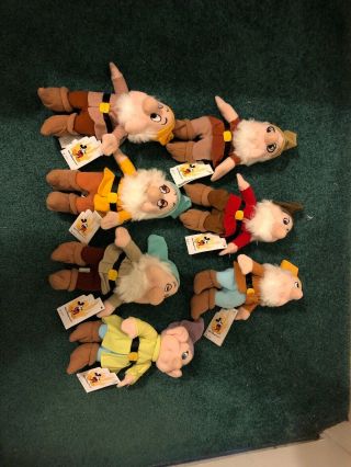Set Of 7 Disney Bean Bag Plush Toys Snow White Seven 7 Dwarfs Bean Beanie Dolls
