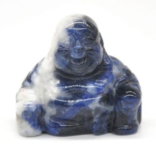 1.  2 " Laughing Maitreya Buddha Figurine Blue Sodalite Crystal Healing Carving