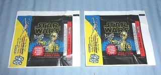 2 Vintage Topps Star Wars Trading Cards Wrappers 1977