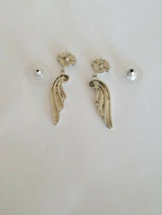 Authentic Harley Davidson Earrings Sterling Silver MOD Shield & Feather 3