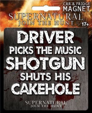 Supernatural Tv Series Shotgun Shuts His Cakehole Photo Car Magnet