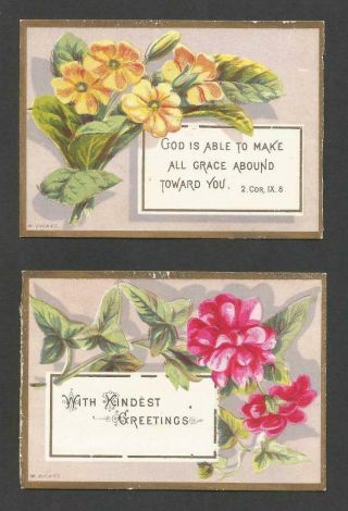 Y21 - Matched Pair Victorian Religious Motto Cards - W.  Dickes - Baxter Prints