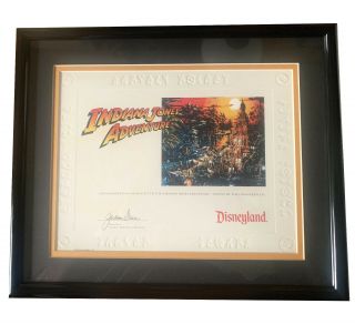 Disney Framed Certificate Indiana Jones Adventure Special Guest Disneyland 1995