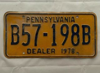 1978 Pennsylvania Dealer License Plate Pa Tag