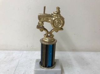 7.  5” Vintage Metal Tractor Pull Trophy Marble Base John Deere Holland Kubota 3