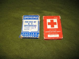Vintage Red Cross Playing Cards Poker And Pinochle Permit No.  1 Date 1940 