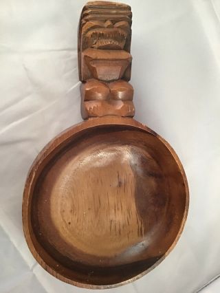 Vintage Hand Carved Hawaiian Monkey Pod Wood Bowl Handle Hawaii Tiki Luau