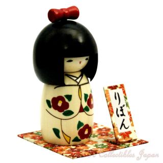 Lovely Japanese Kokeshi Doll Ribbon By Usaburo W/gift 107