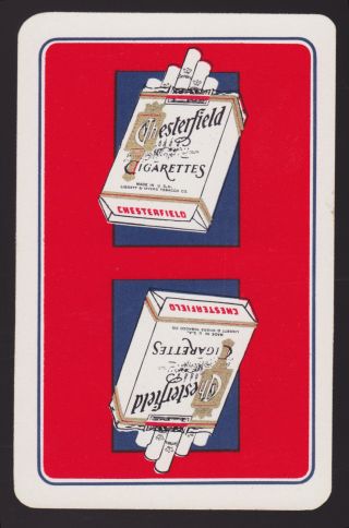 1 Single Vintage Swap/playing Card Chesterfield Cigarettes Red 2 Lines Text