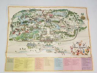Vintage 1970’s Walt Disney World Magic Kingdom Large Poster Wall Map 39 " X 31.  5 "