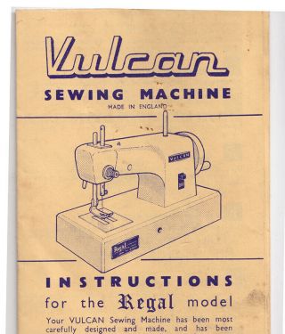 Vulcan Regal Vintage Miniature Sewing Machine Instruction Leaflet