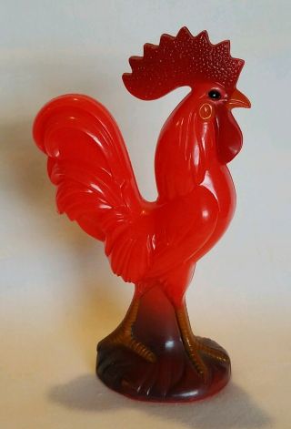 Vintage Knickerbocker Red Rooster Hard Plastic Rattle Easter Toy Glendale Calif 2