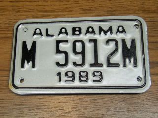 M 5912 M = Nos 1989 Alabama Motorcycle Mc License Plate Harley Davidson ???