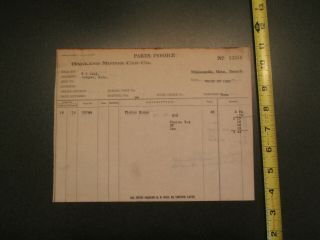 1920 Oakland Motor Car Co Parts Invoice Minneapolis Minnesota Mn Letterhead 96
