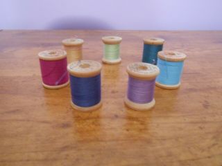 Vintage Belding Corticelli Cotton Thread,  Wooden Spools,  7 Spools