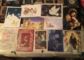 32 Christmas Card Fronts Only Religious Theme (scrap Booking Or Craft Projects)