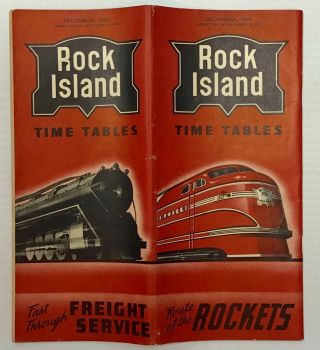 Vintage December 1938 Rock Island Railroad “route Of The Rockets” Timetable