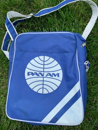 Pan Am Airlines Nylon Canvas Shoulder Travel Carry On Bag 12 " X14 " With Strap