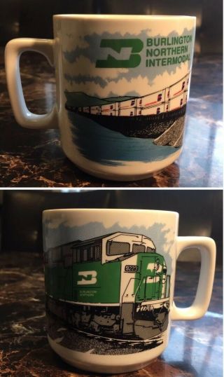 Vintage Burlington Northern Intermodal Coffee Cup Mug 9223 Train Railroad