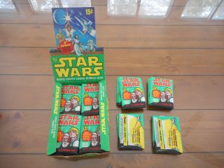 (1) 1977 Topps Star Wars 4th Series 4 Green Border Wax Pack Ex -