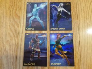 Marvel Arcade Rare Foil Cards Contest Of Champions Iceman,  Phoenix,  Spider - Gwen