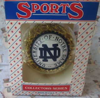 University Of Notre Dame Glass Christmas Ornament Sports Collectors Series