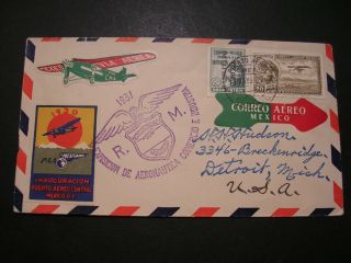 1930 Aviation Poster Stamp On Mexican Cover Special Cancels Stamps