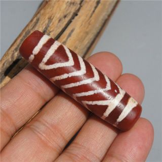 Tibetan DZI Bead Old Agate Water Ripple Totem Amulet Pendants 58×16mm 2